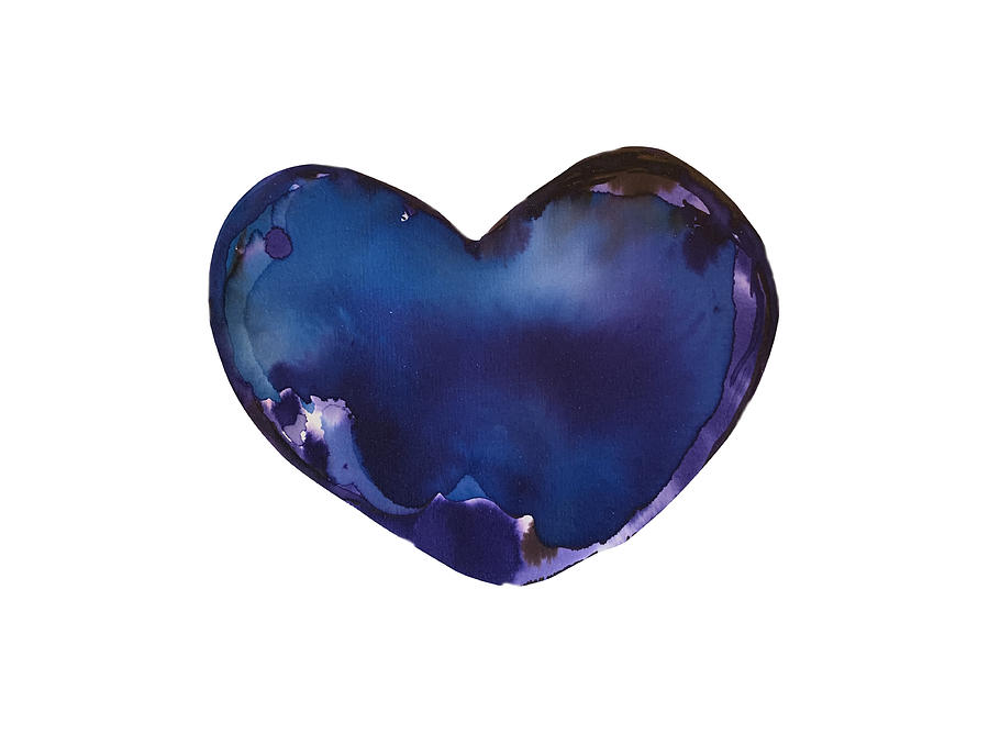 Blue Heart Painting by Sandy Rakowitz