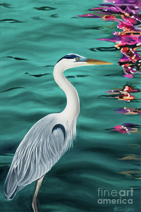 Blue Heron  Painting by Ashley Lane