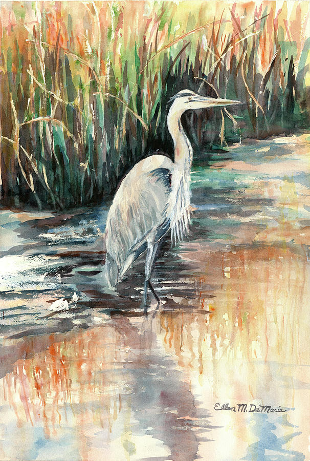 Blue Heron Painting by Ellen DeMaria - Fine Art America