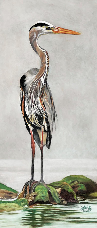 Blue Heron Pastel by Faythe Mills