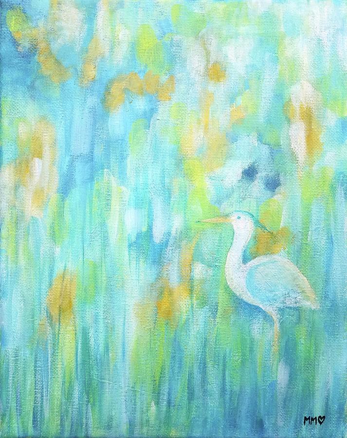 Blue Heron Painting - Blue Heron Hiding by Marieke Mertz Blue Heron Painting - Blue Heron Hiding by Marieke Mertz