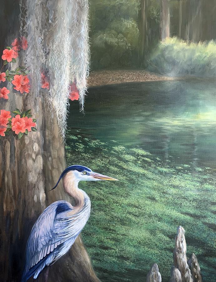 Bird Painting - Blue Heron by Judy Merrell