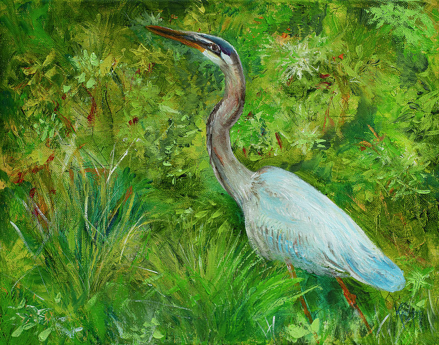 Blue Heron Painting by Kathy Knopp