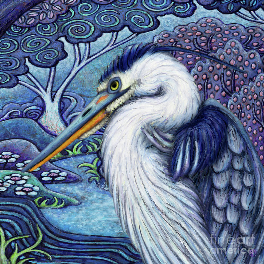 Blue Heron Lagoon Painting by Amy E Fraser