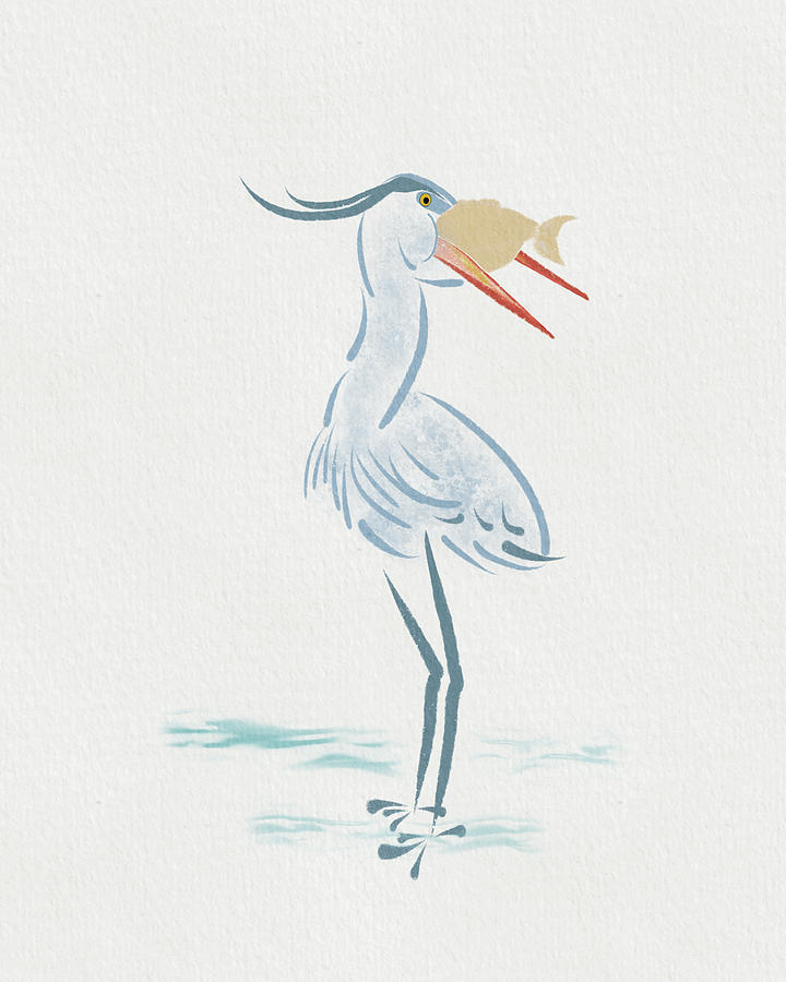 Blue Heron Minimal - Big Gulp Drawing