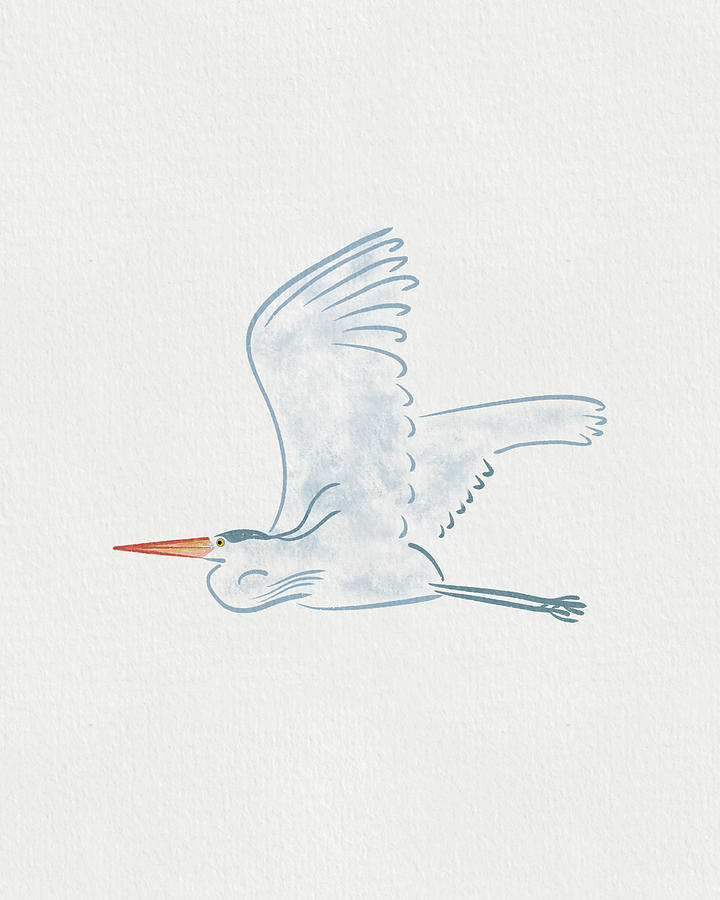 Blue Heron Minimal - Flight Wings Up Drawing