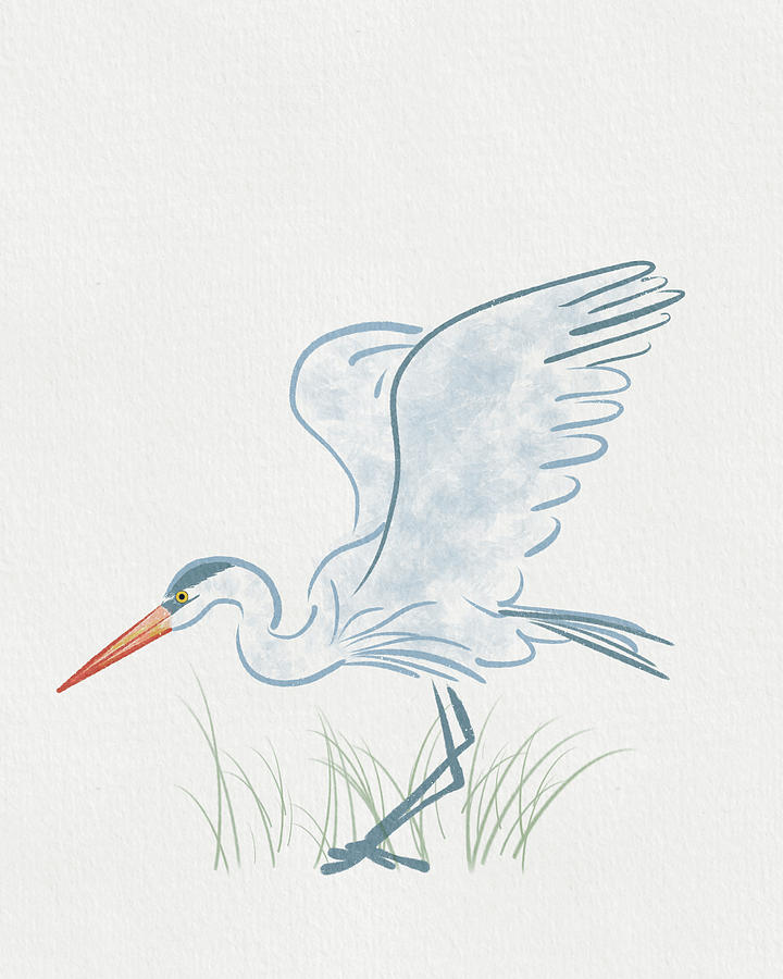Blue Heron Minimal - Ready To Pounce Drawing
