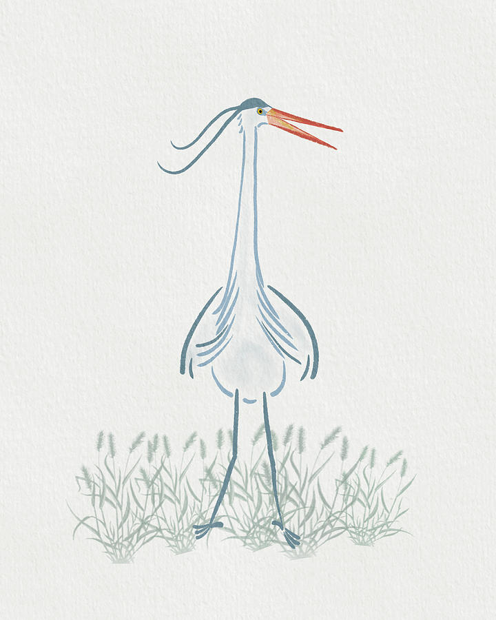 Blue Heron Minimal - Stretchy Neck Drawing