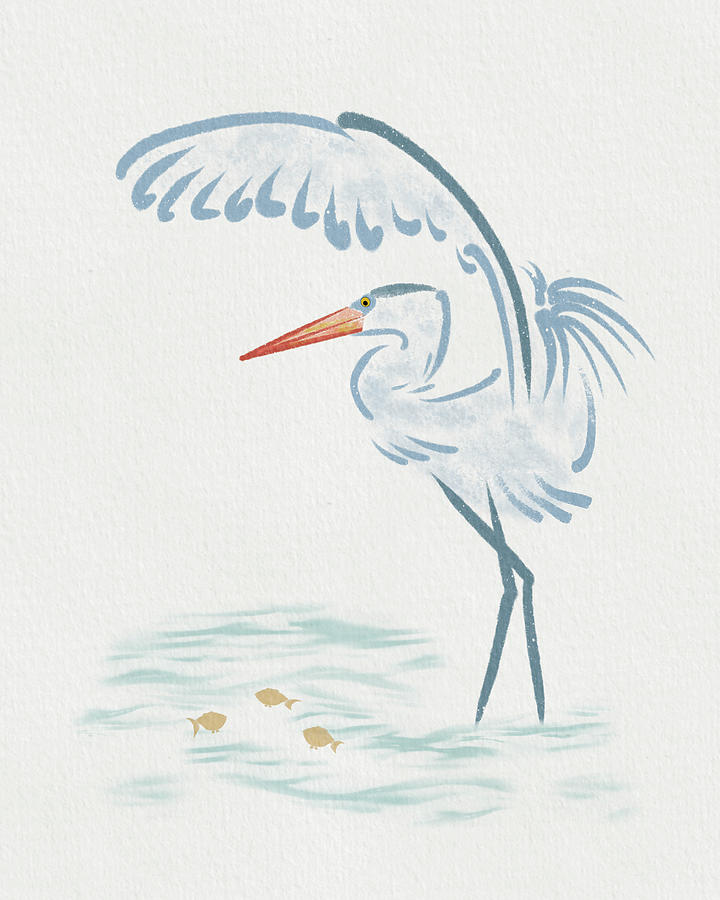 Blue Heron Minimal - Umbrella Arm Drawing