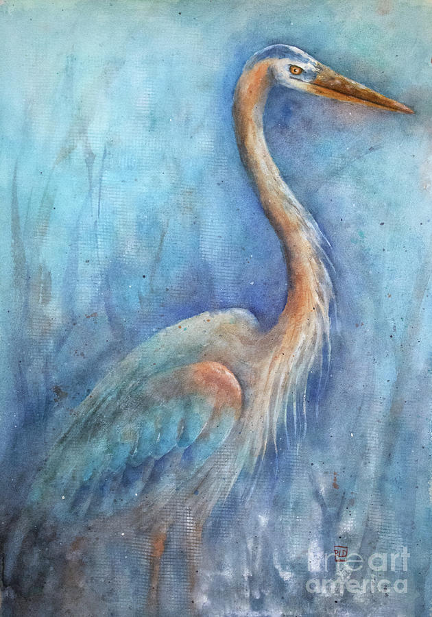 Blue Heron Painting by Rebecca Davis