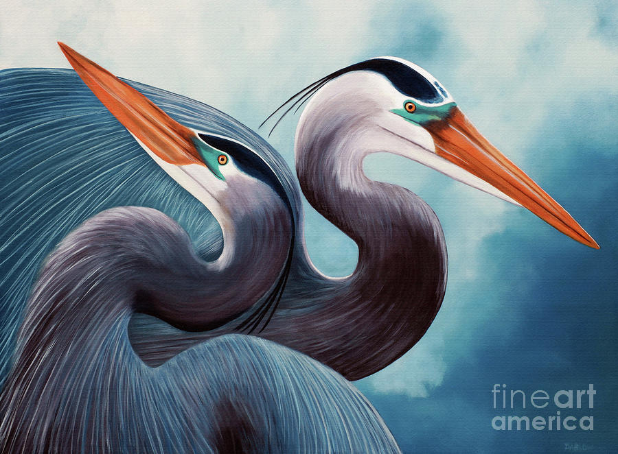 Blue Herons 2 Painting by Patrick Dablow