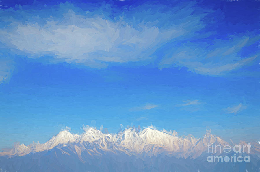 Impressionism Painting - Blue Himalayas Painting by H F