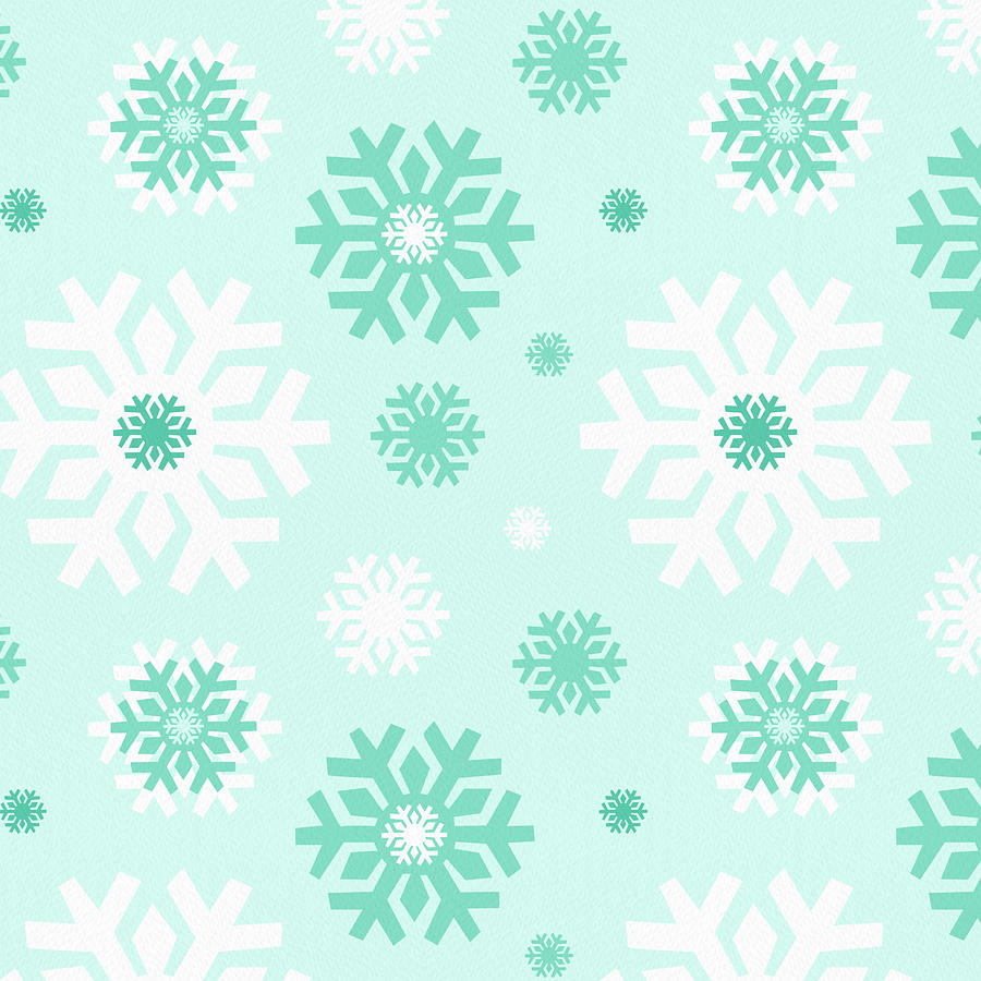 Blue Holiday Snowflake Pattern - Jen Montgomery Painting by Jen Montgomery