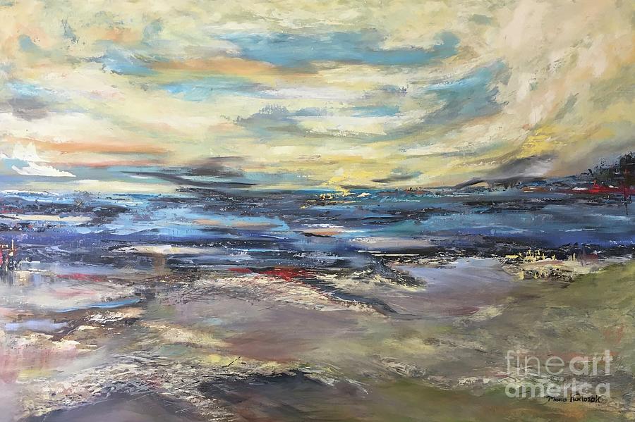 Blue horizon  Painting by Maria Karlosak