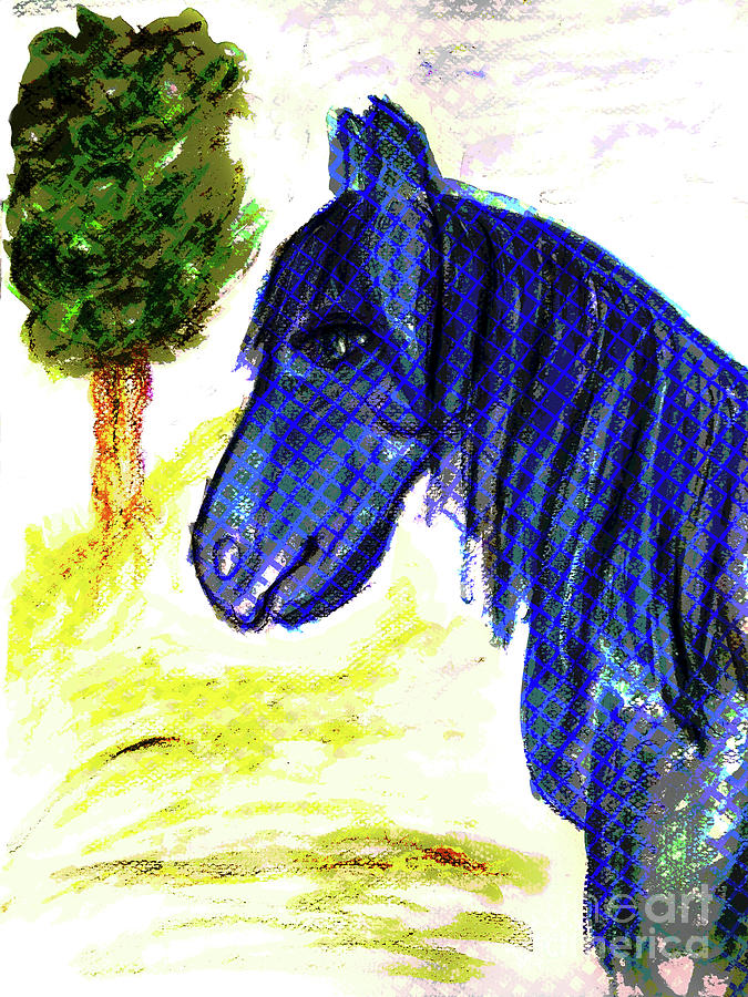 Blue Horse Mixed Media by Mimulux Patricia No