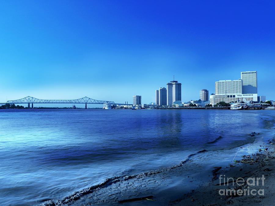 Blue Hour At The Mississippi River Photograph
