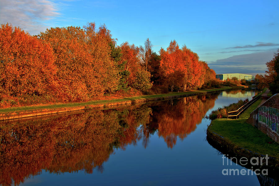 Blue Hour Autumn canal Photograph by Baggieoldboy