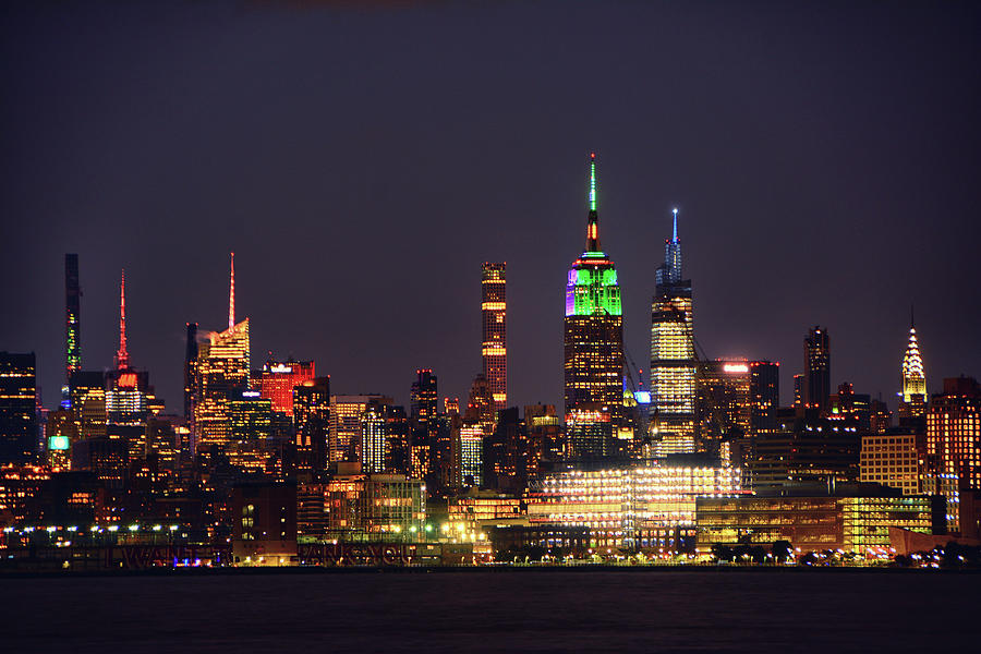 Blue Hour Empire State Building Green and Purple Photograph by Raymond Salani III