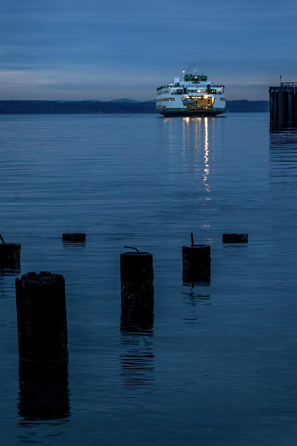 Blue Hour Ferry Arrival Photograph by Bill Ray