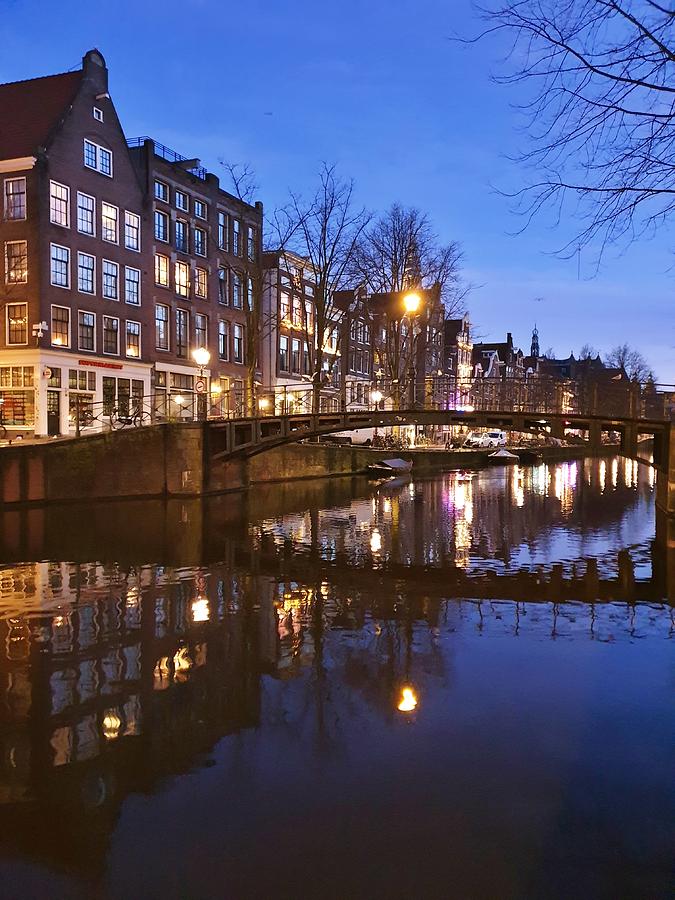 Blue Hour in Amsterdam Photograph by Andrea Whitaker