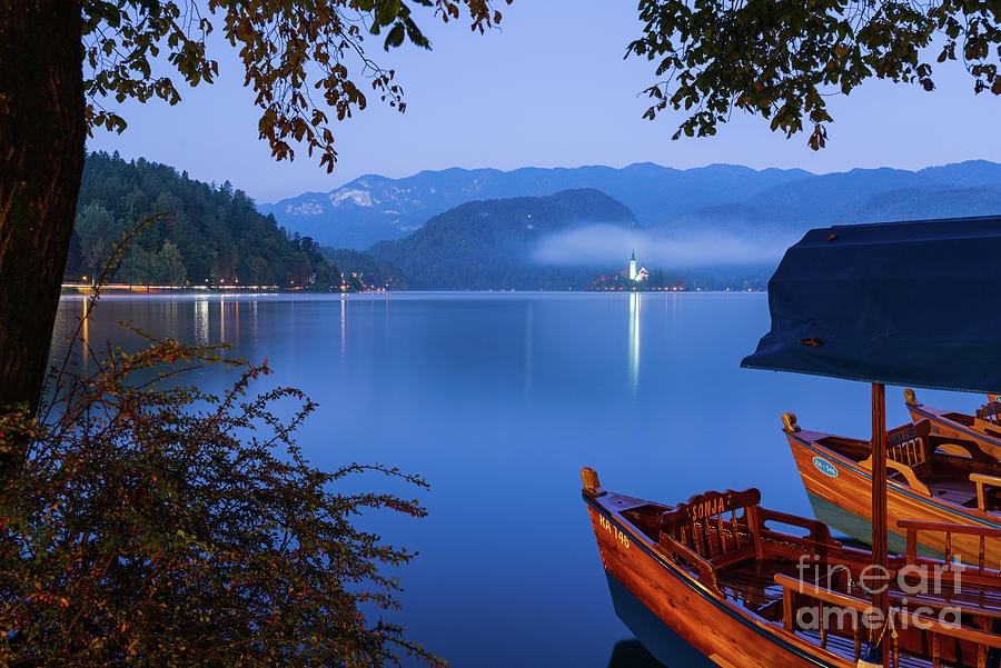 Blue hour in Bled Photograph by Yuri Santin