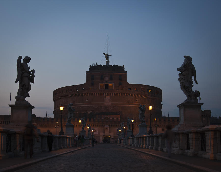 Blue hour in Castel SantAngelo Photograph by Adriano Ficarelli