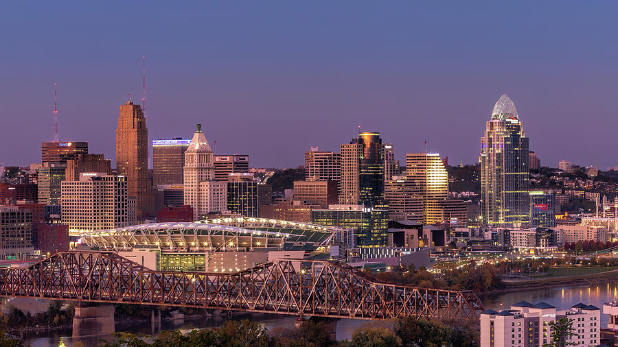 Blue Hour in Cincy Photograph by Rod Best