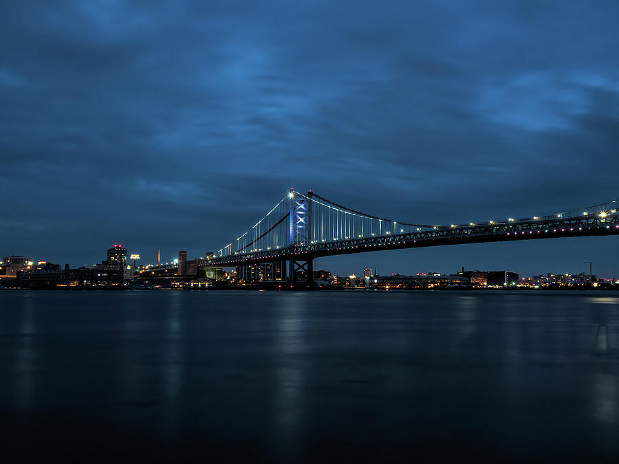 Blue Hour Over The Ben Franklin Bridge Photograph by Kristia Adams