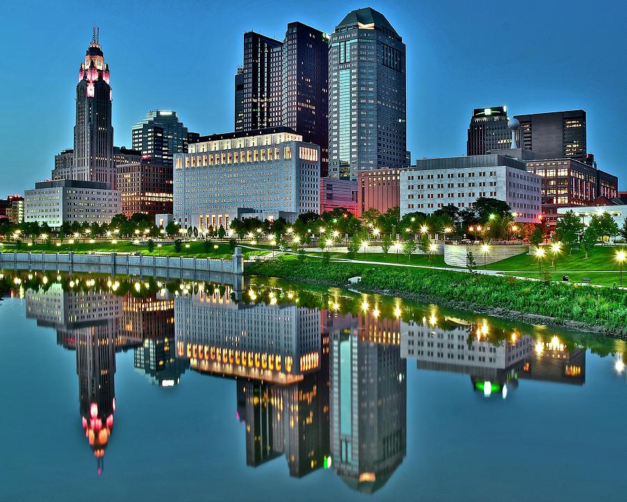 Blue Hour Reflection in the Ohio State Capital Photograph by Frozen in ...