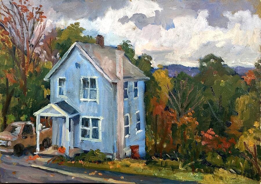Blue House October Painting by Thor Wickstrom