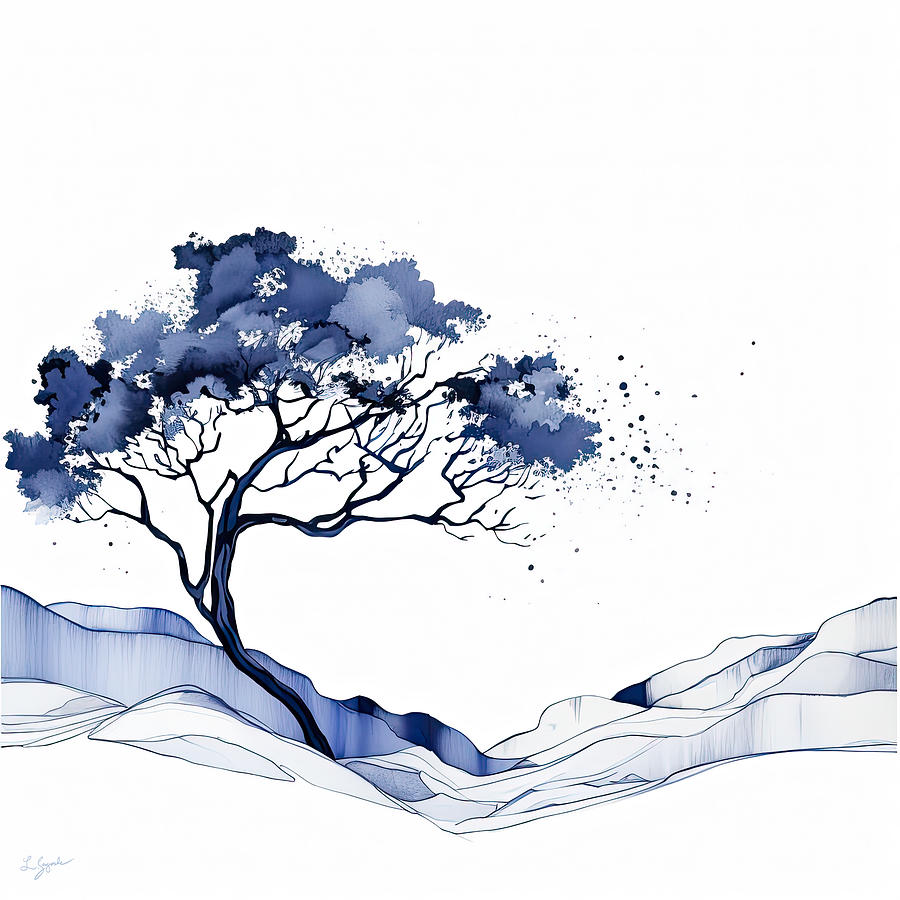 Blue Hues - Navy Blue and White Art Painting by Lourry Legarde