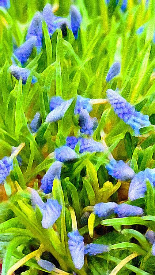 Blue Hyacinths watercolor stylized photography Painting by AList Art Gallery Blue Hyacinths watercolor stylized photography Painting by AList Art Gallery