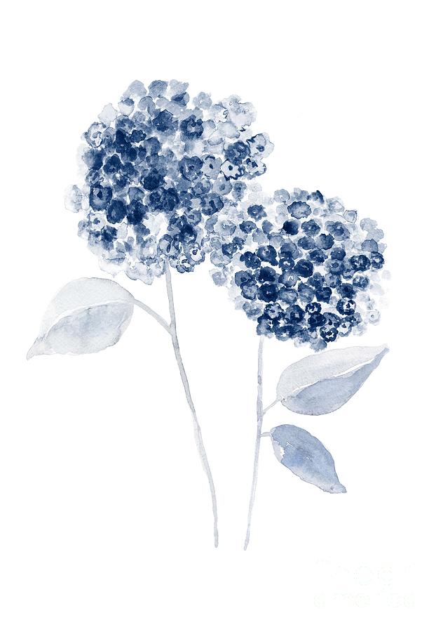 Nature Painting - Blue hydrangea office decor by Green Palace