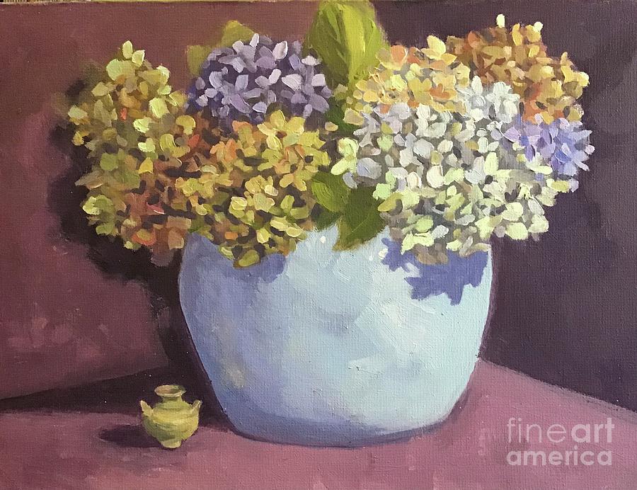 Blue Hydrangeas Painting by Anne Marie Brown