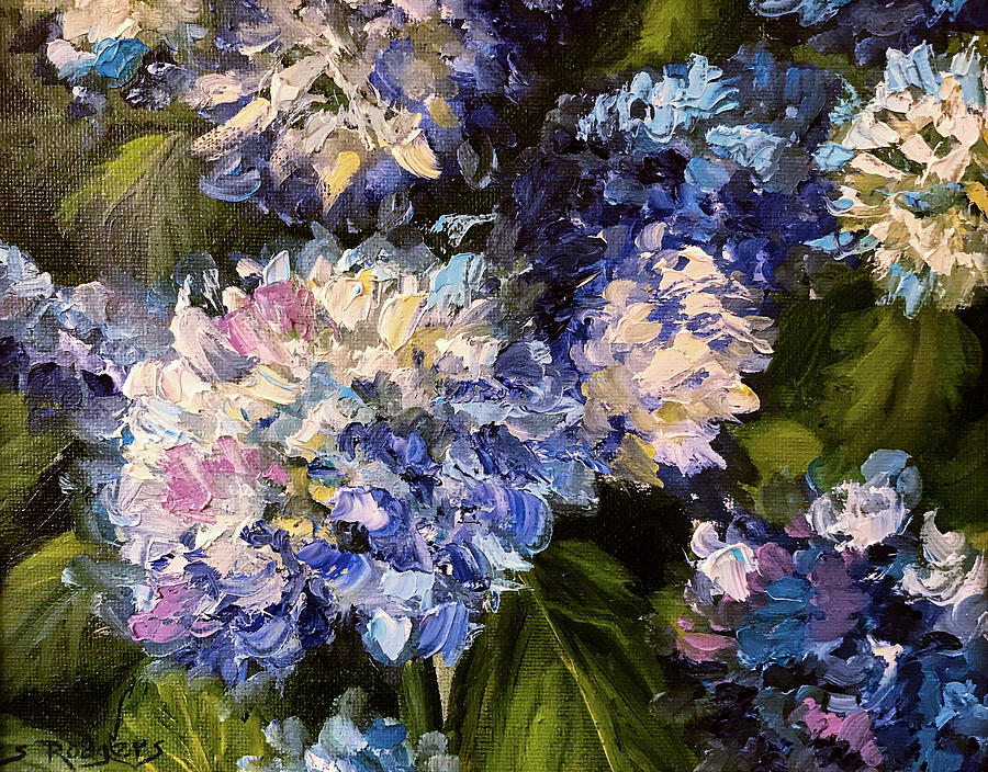 Blue Hydrangeas Painting by Sherrell Rodgers