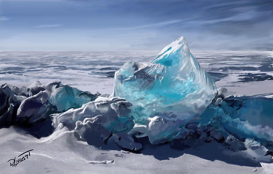 Blue Ice Video Painting Digital Art by David Luebbert