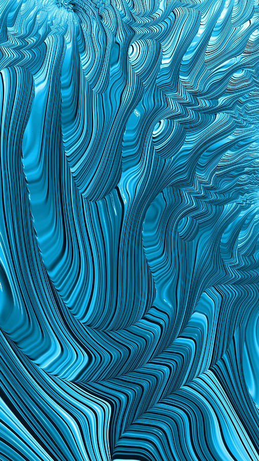 Blue Ice Flow Fractal Abstract  Digital Art by Shelli Fitzpatrick