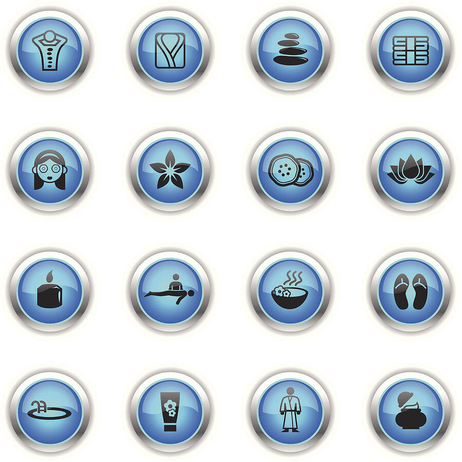 Blue Icons - Spa & Wellness Drawing by Aaltazar