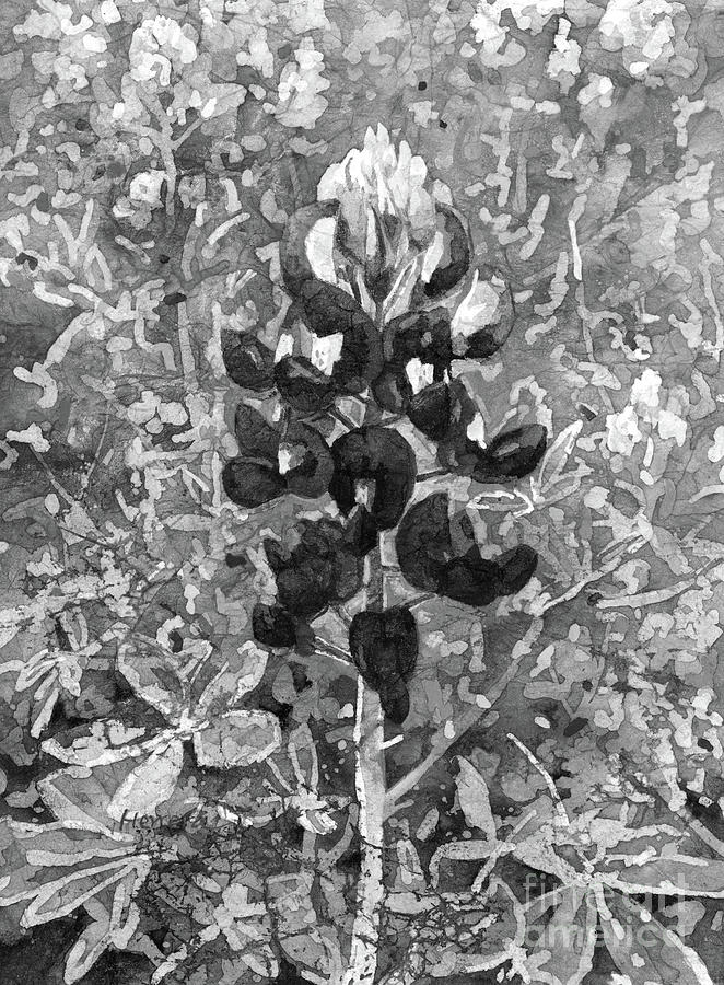 Blue In Bloom 2 In Black And White Painting