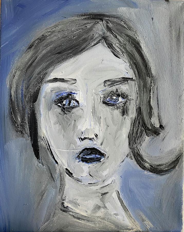 Blue ink woman Painting by Art Store Home