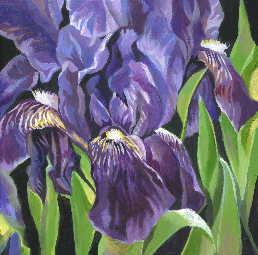Blue Iris Acrylic Floral Painting by Alfred Ng