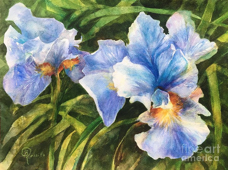 Blue Iris Duet Painting by B Rossitto