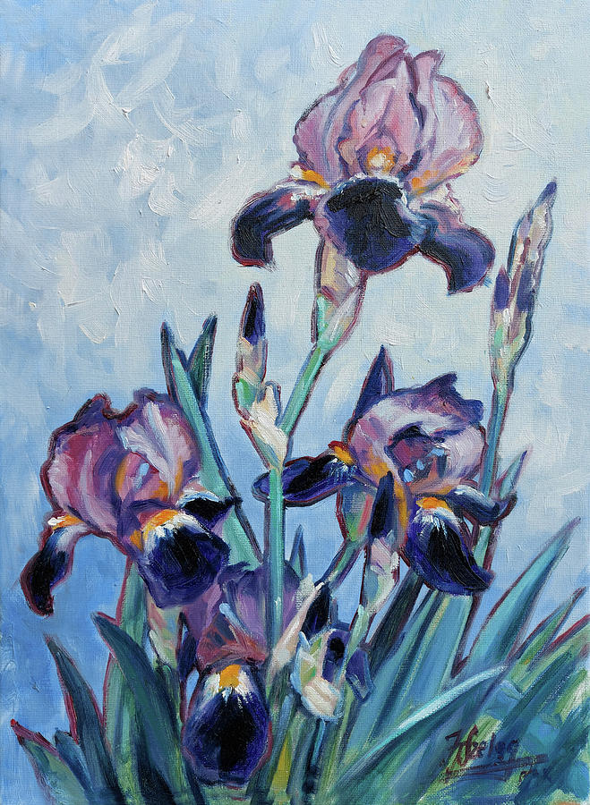 Blue Irises 4 Painting by Irek Szelag
