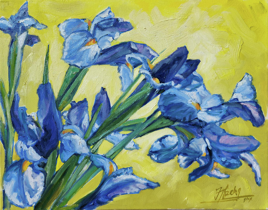 Blue irises 5 Painting by Irek Szelag