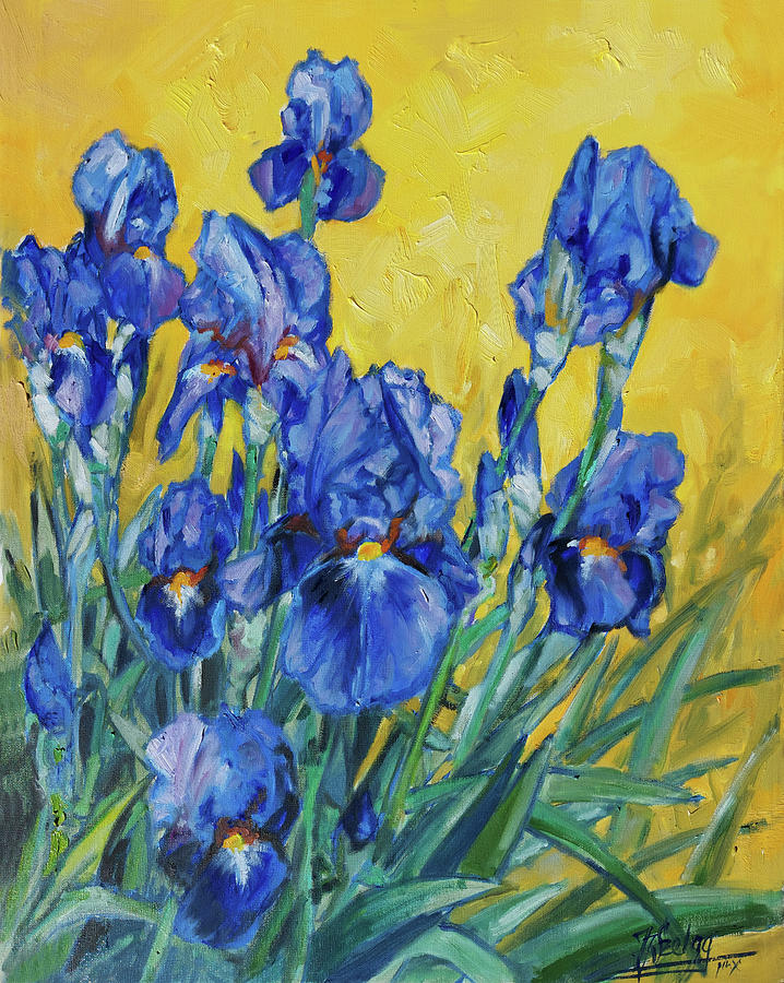 Blue irises 6 Painting by Irek Szelag