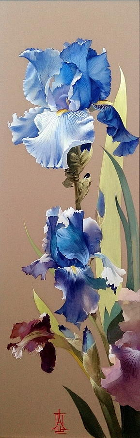 Blue Irises Painting by Alina Oseeva