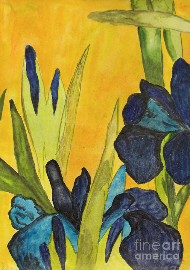 Blue irises, painted Painting by Irina Afonskaya