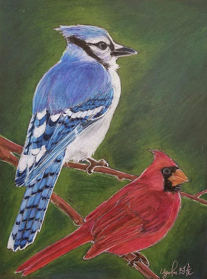 Blue Jay and Cardinal by Ismael Aguilar