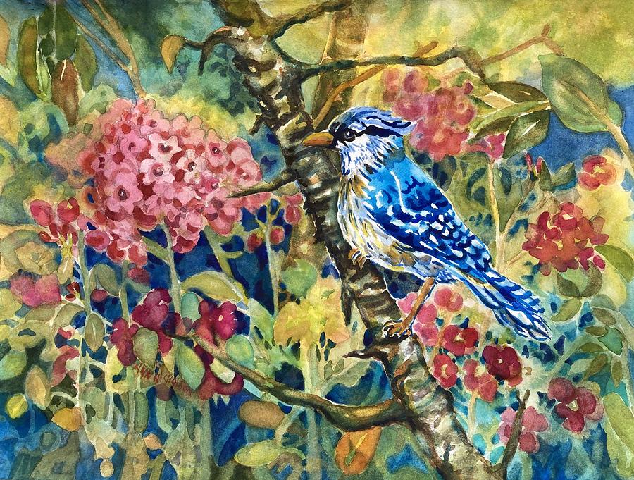 Blue Jay and Phlox Painting by Ann Nicholson