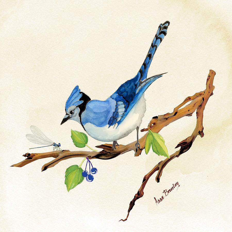 Blue Jay Painting by Anne Beverley-Stamps